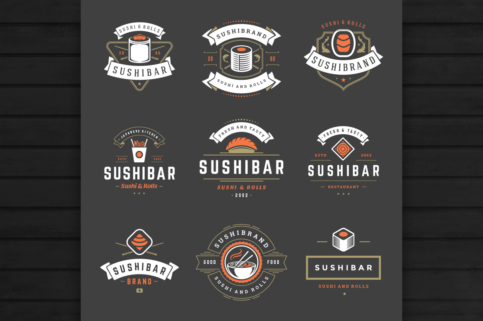 18 Sushi Bar Logos and Badges