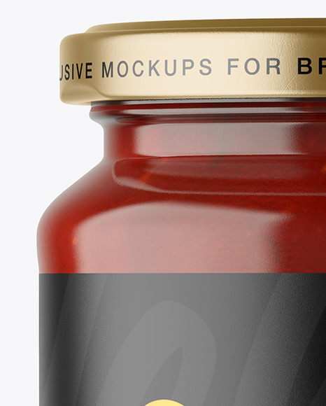 Clear Glass Jar with Red Sauce Mockup