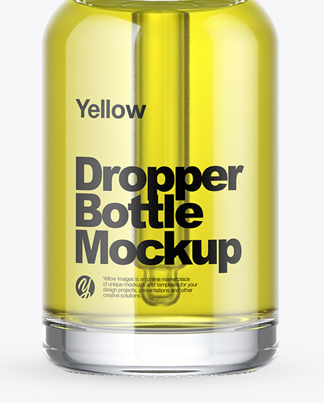 Clear Glass Dropper Bottle w/ Oil Mockup