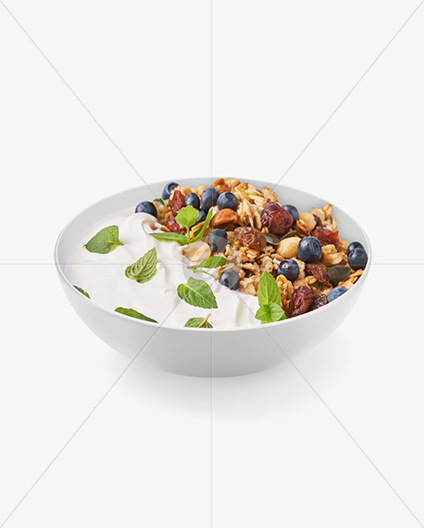 Bowl w/ Yogurt and Muesli Mockup