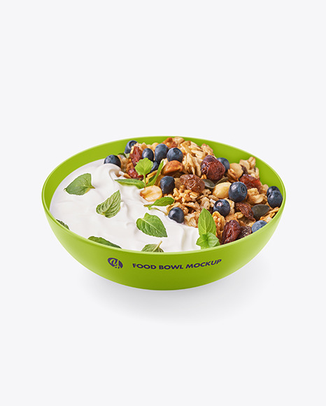 Bowl w Yogurt and Muesli Mockup - Metal keychain mockup