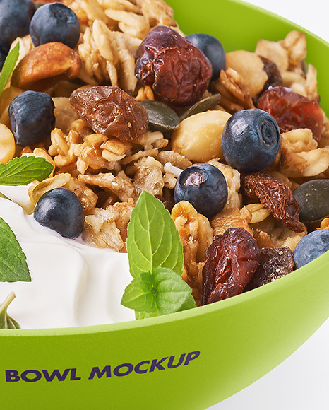 Bowl w/ Yogurt and Muesli Mockup