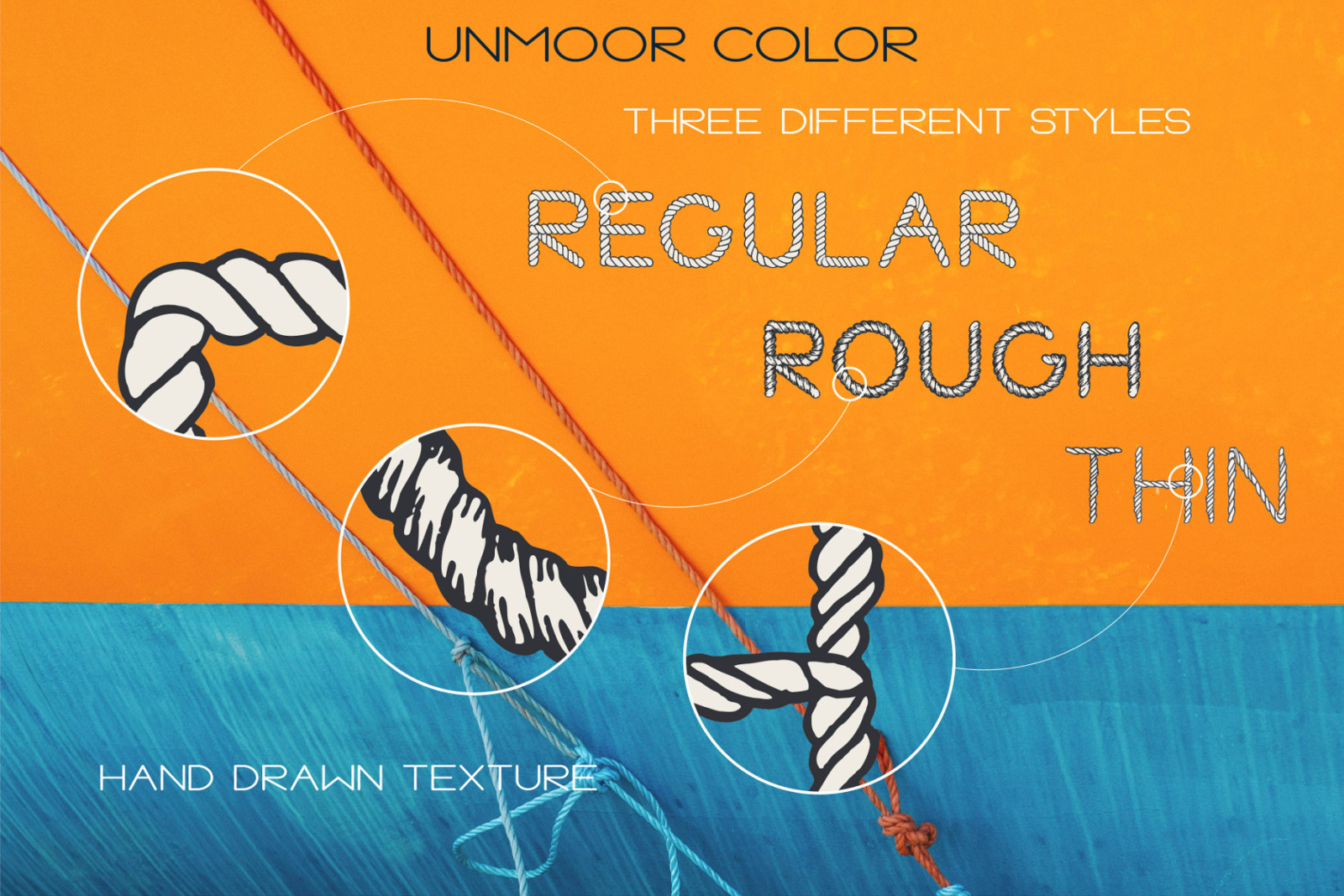 Unmoor - Color and Outline Rope Font Unmoor - Color and Outline Rope Font
