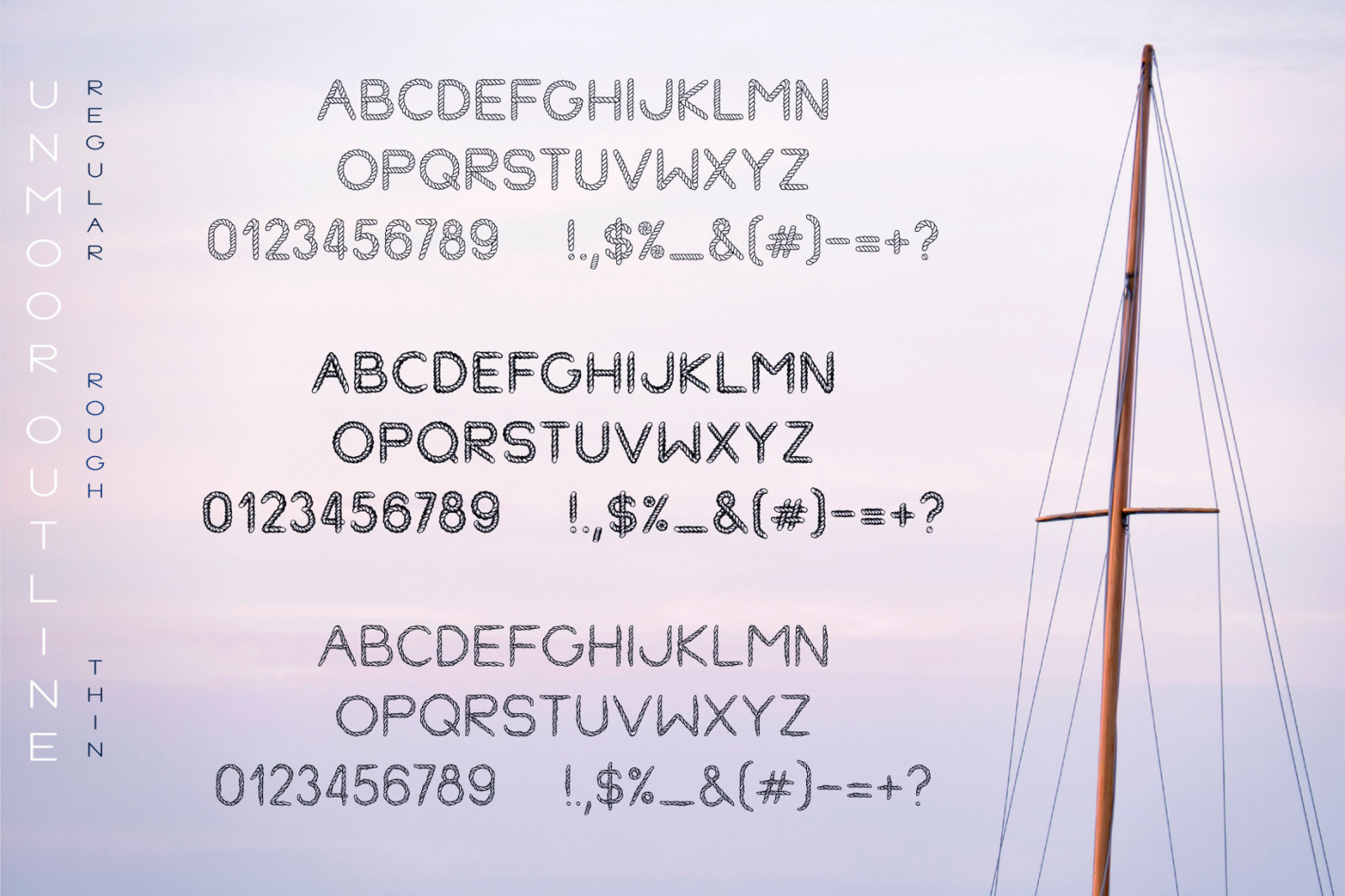 Unmoor - Color and Outline Rope Font Unmoor - Color and Outline Rope Font