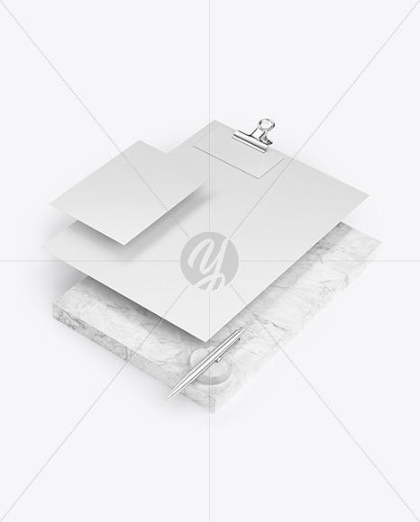 Papers, Business Card & Pen with Marble