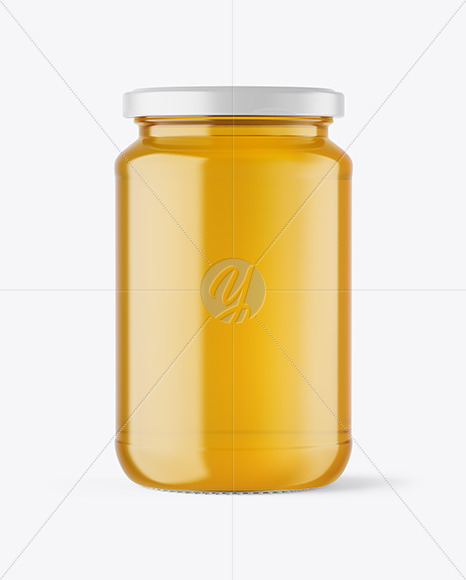 Clear Glass Jar with Honey Mockup