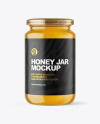 Clear Glass Jar with Honey Mockup