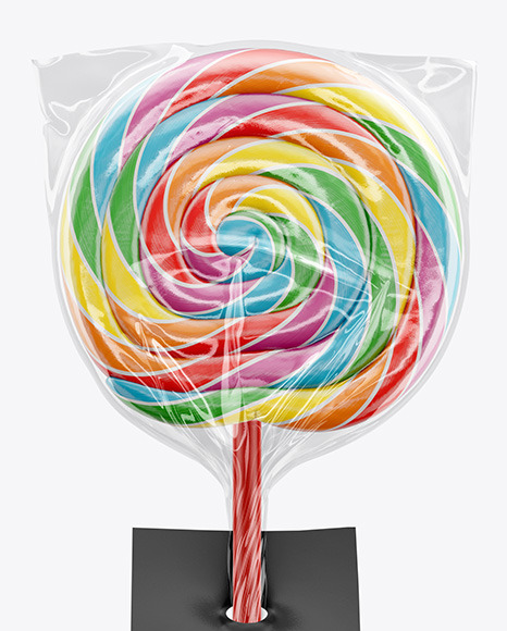 Swirl Lollipop with Stick Label Mockup