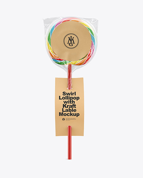 Swirl Lollipop with Stick Label Mockup