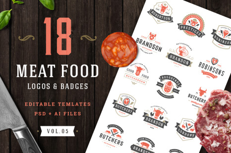 18 Meat Food Logos and Badges - Farm food