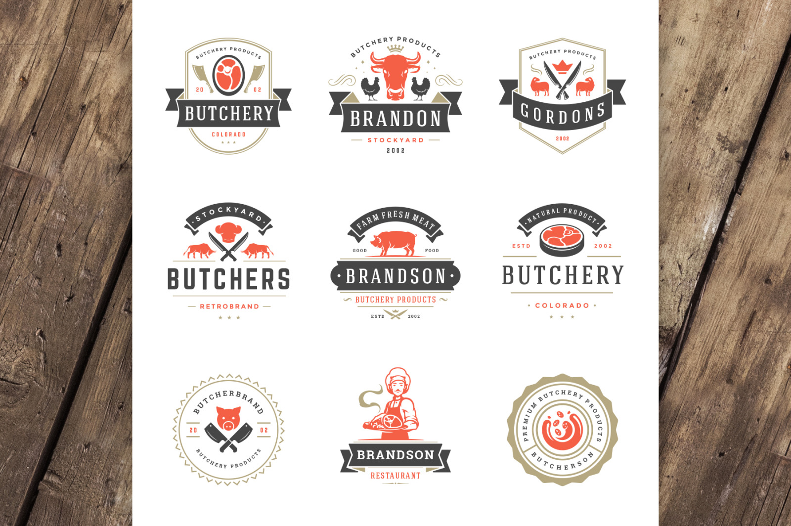 18 Meat Food Logos and Badges