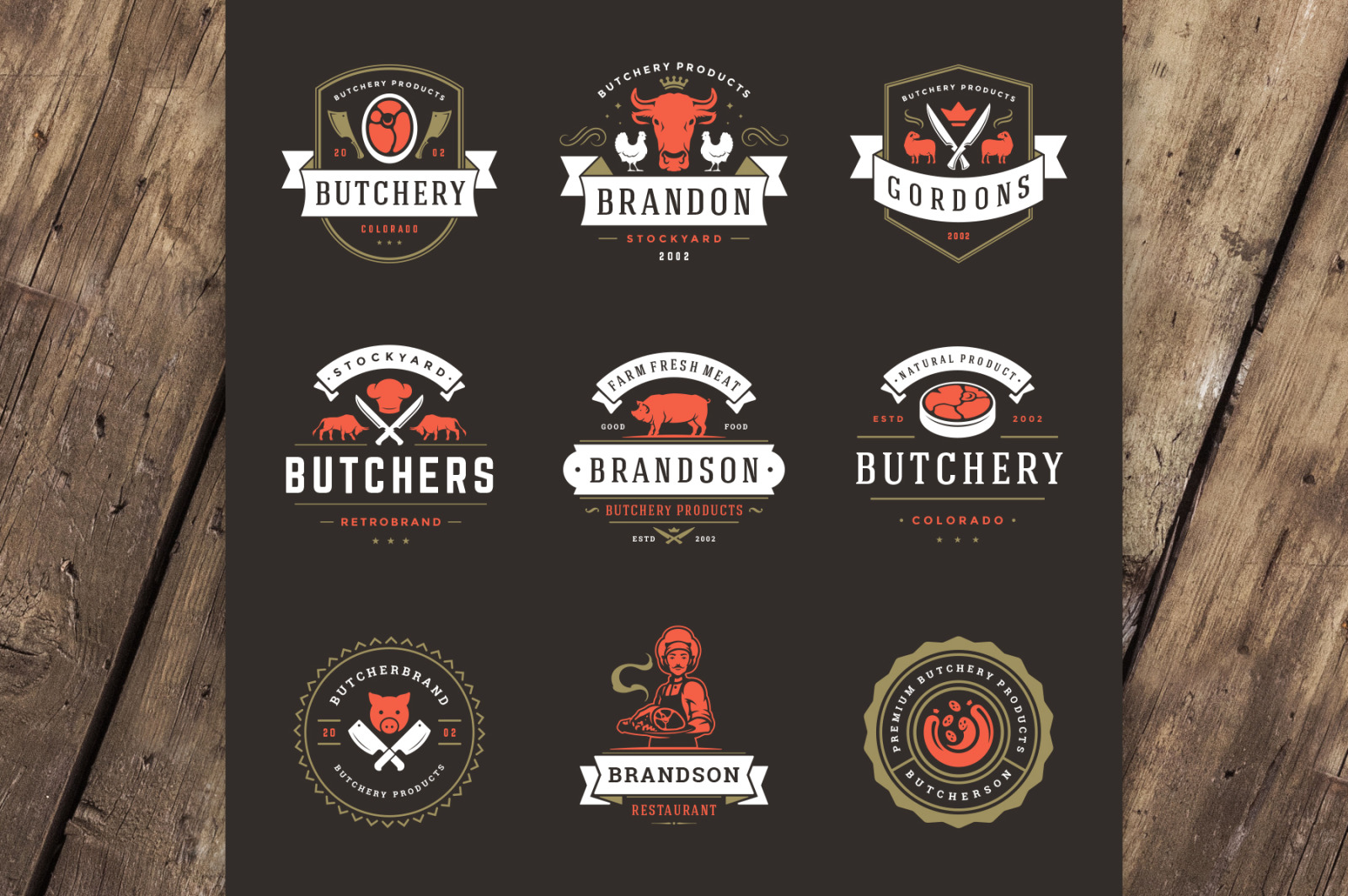 18 Meat Food Logos and Badges