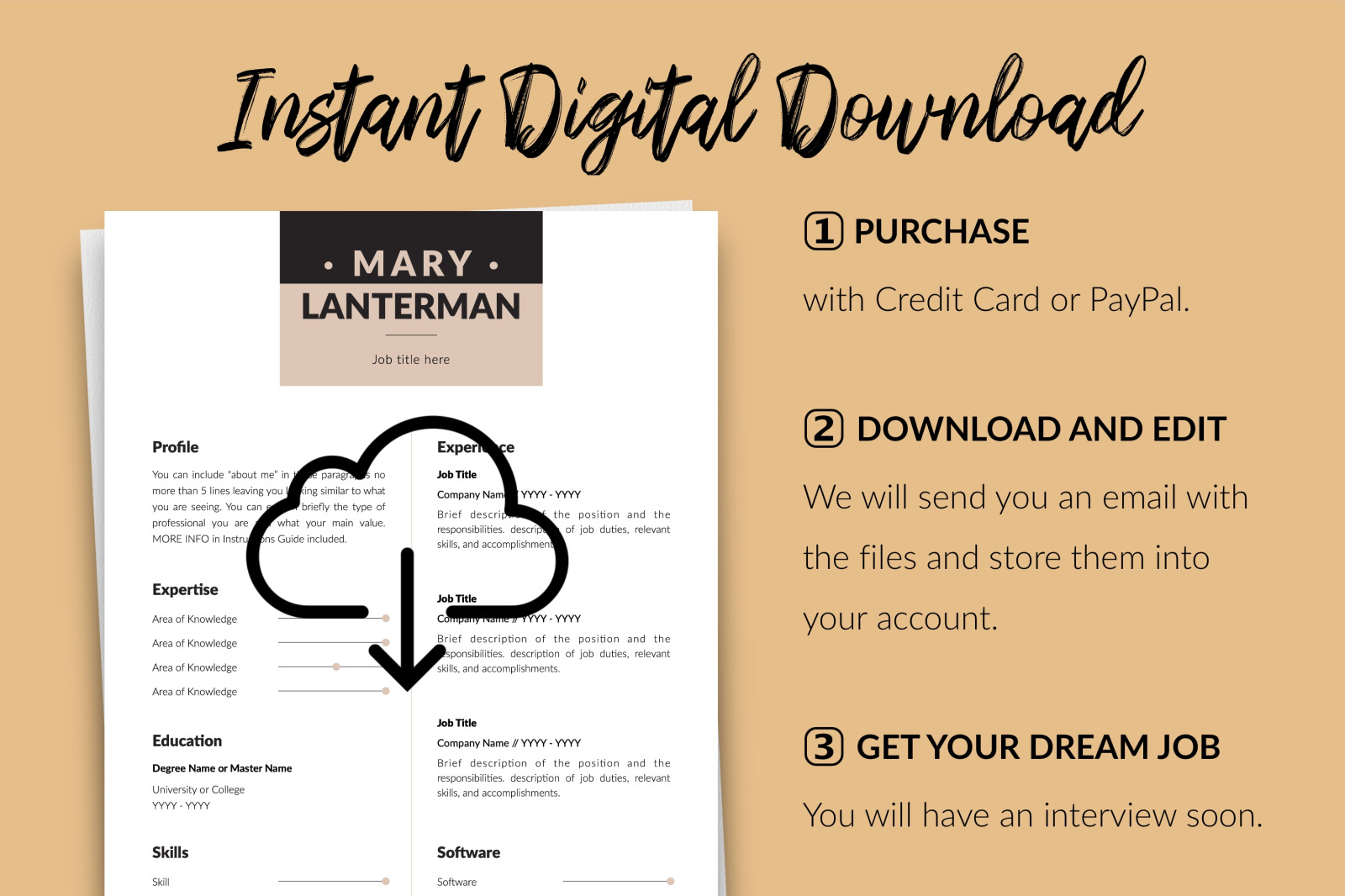 Modern Resume Template for Microsoft Word & Apple Pages // Mary Lanterman CV Design Template Modern Resume Template for Microsoft Word & Apple Pages // Mary Lanterman CV Design Template