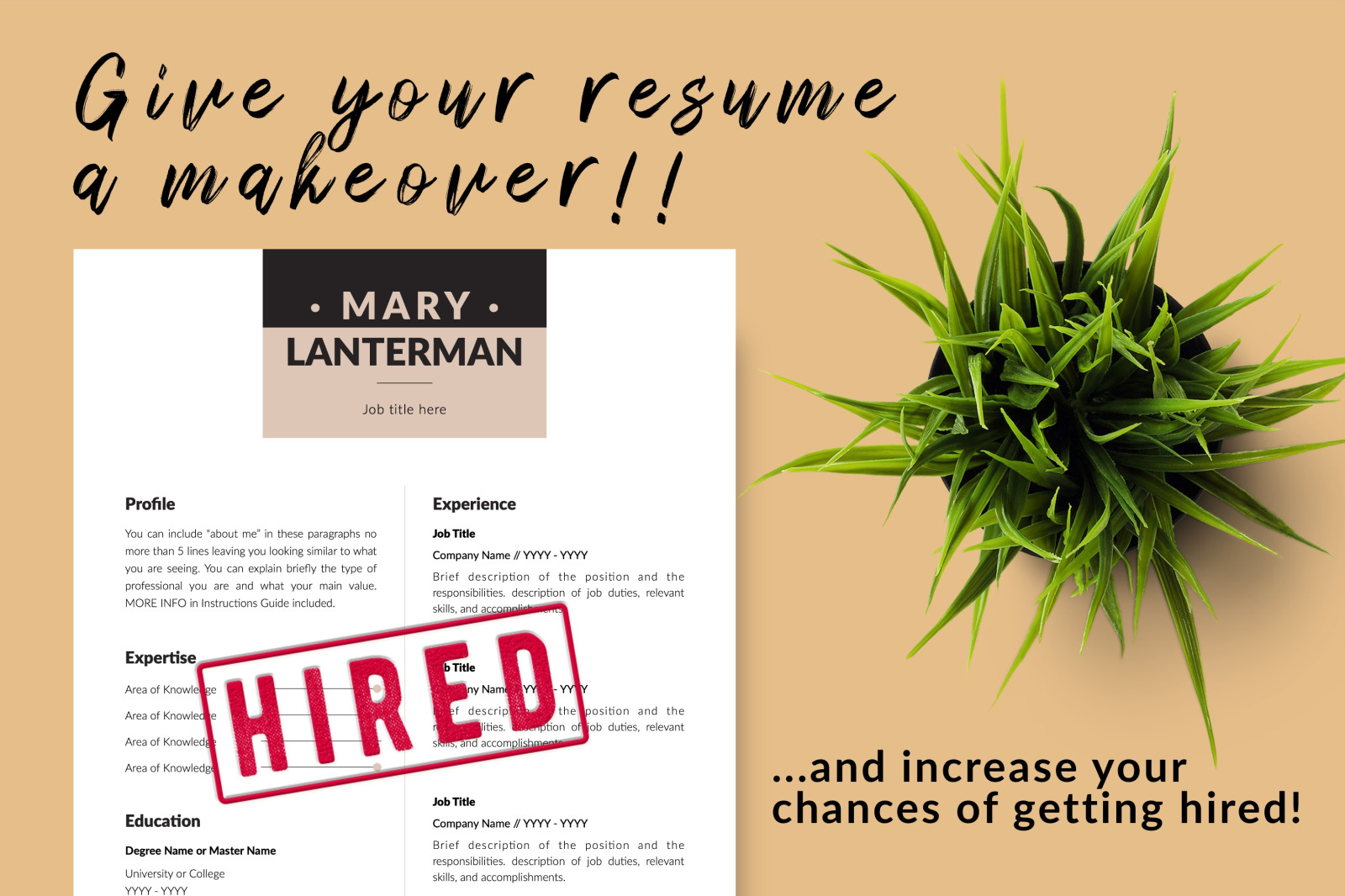 Modern Resume Template for Microsoft Word &amp; Apple Pages // Mary Lanterman CV Design Template