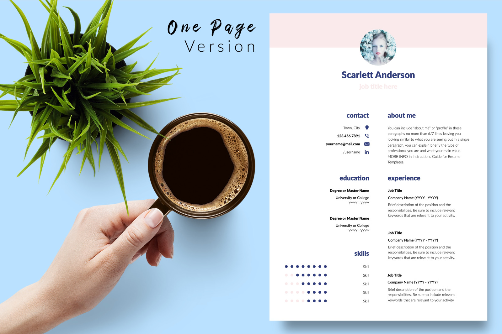 Creative Resume Template for Microsoft Word &amp; Apple Pages // Scarlett Anderson CV Design Template