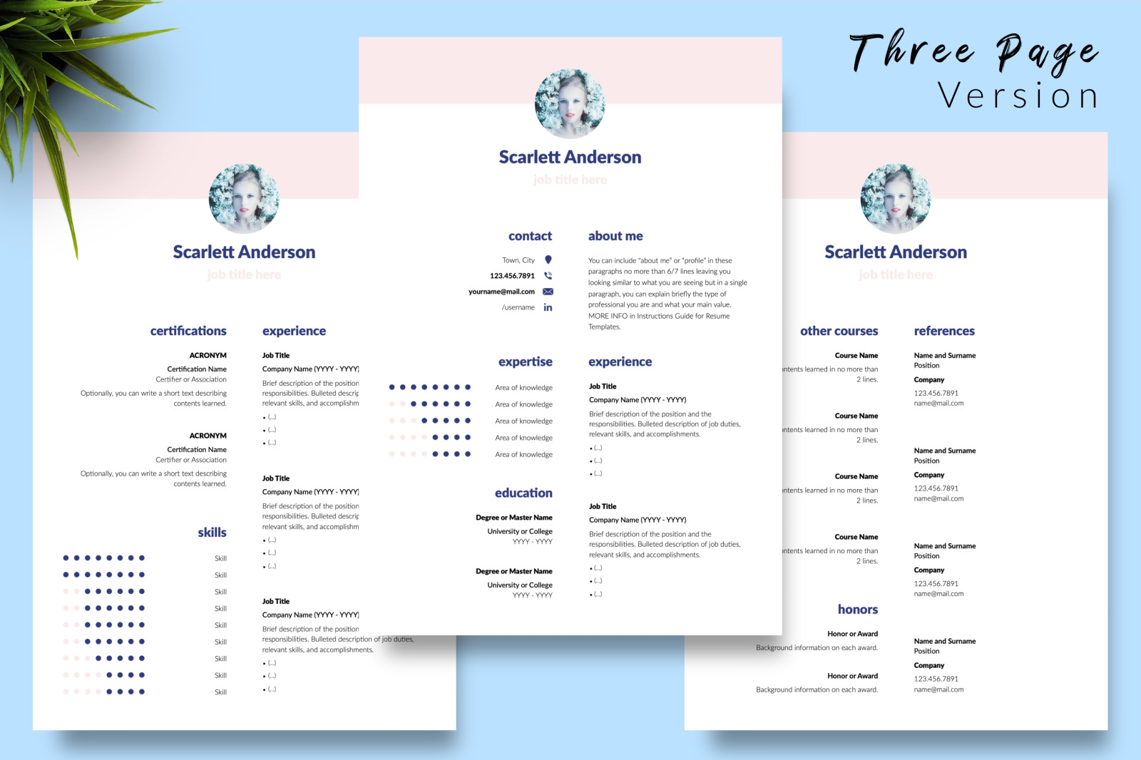 Creative Resume Template for Microsoft Word &amp; Apple Pages // Scarlett Anderson CV Design Template