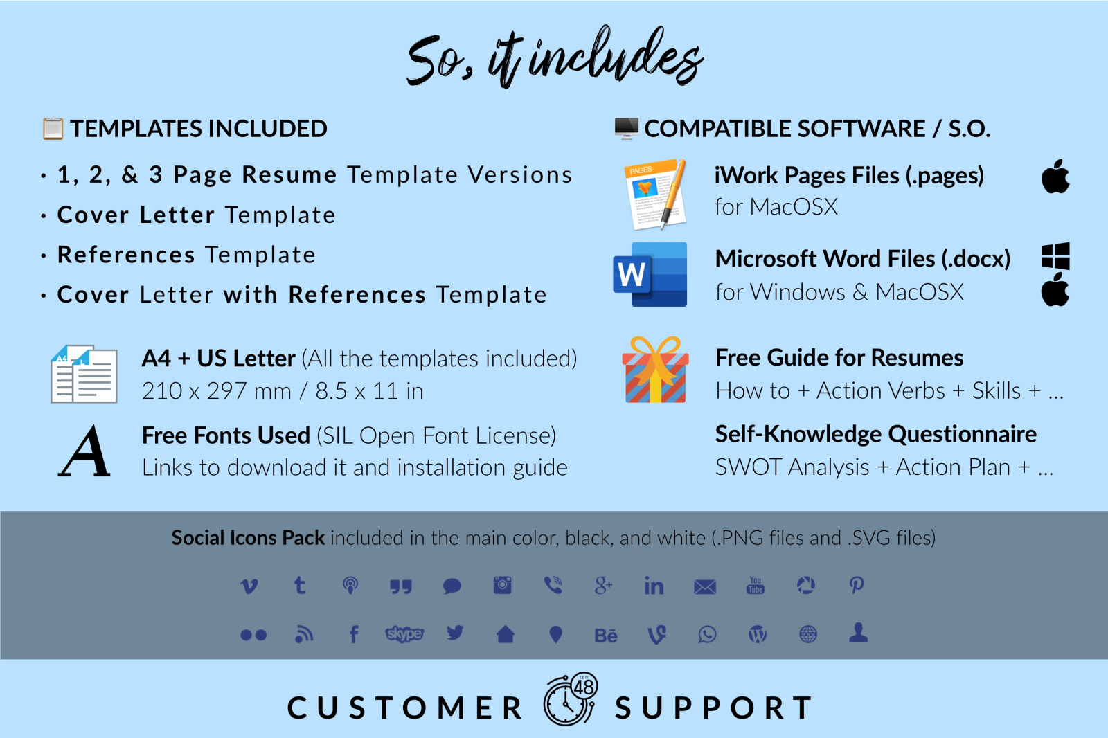 Creative Resume Template for Microsoft Word &amp; Apple Pages // Scarlett Anderson CV Design Template