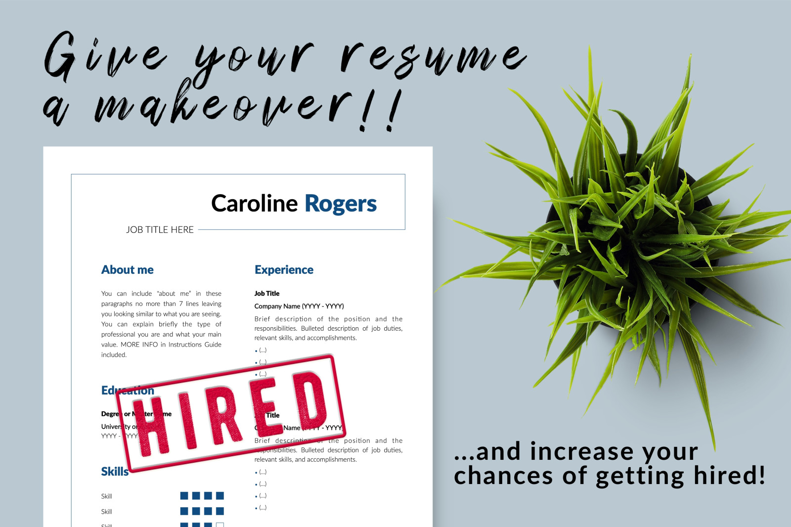 Modern Resume Template for Microsoft Word &amp; Apple Pages // Caroline Rogers CV Design Template