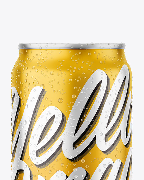 Matte Metallic Drink Can With Condensation Mockup