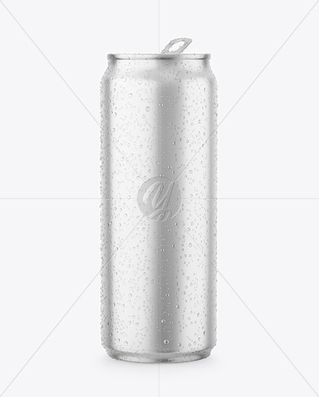 Matte Metallic Drink Can With Condensation Mockup