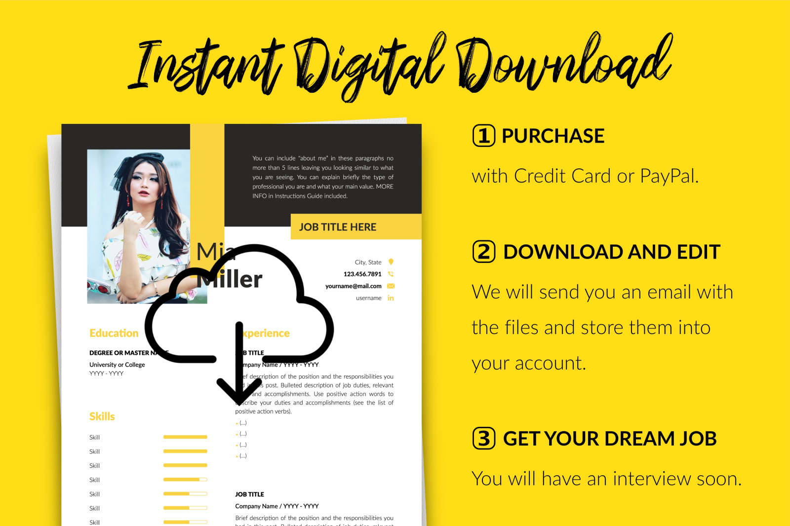 Creative Resume Template for Microsoft Word & Apple Pages // Mia Miller CV Design Template Creative Resume Template for Microsoft Word & Apple Pages // Mia Miller CV Design Template