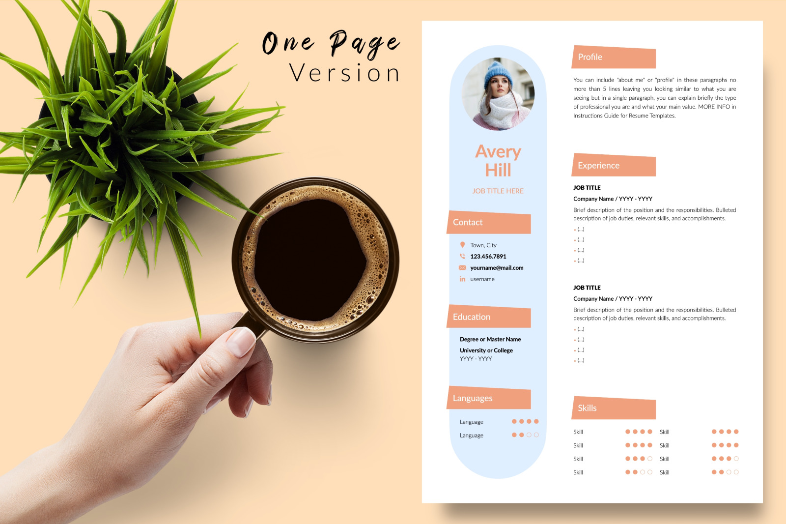 Creative Resume Template for Microsoft Word &amp; Apple Pages // Avery Hill CV Design Template