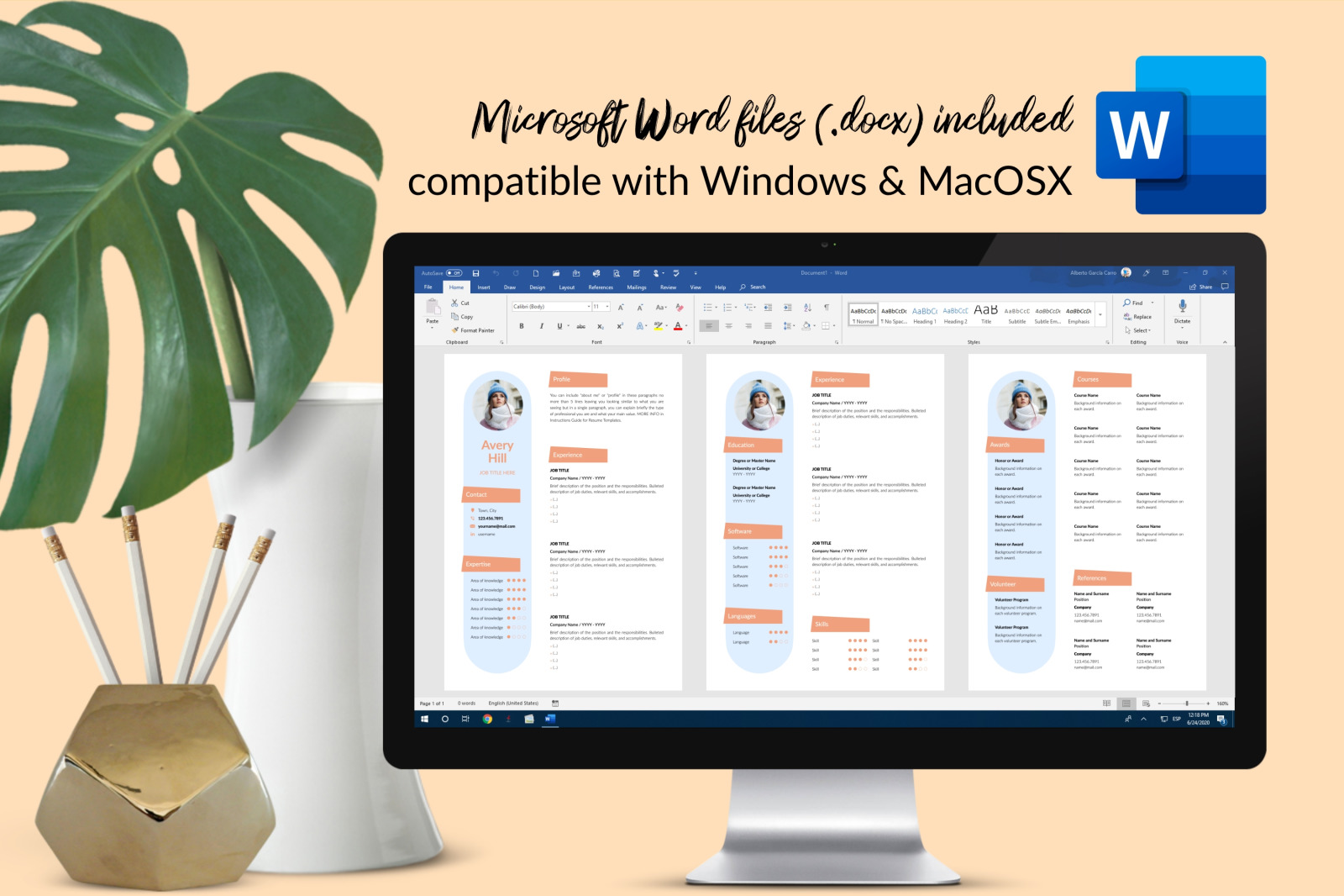 Creative Resume Template for Microsoft Word & Apple Pages // Avery Hill CV Design Template Creative Resume Template for Microsoft Word & Apple Pages // Avery Hill CV Design Template