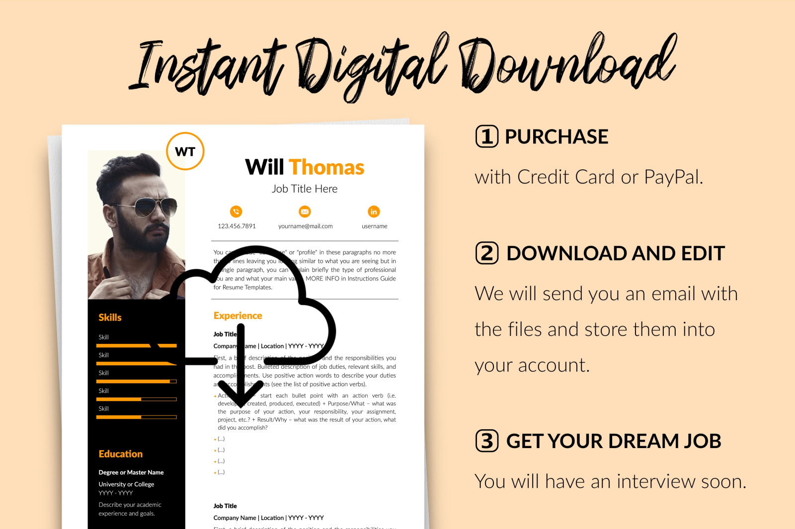 Creative Resume Template for Microsoft Word & Apple Pages // Will Thomas CV Design Template Creative Resume Template for Microsoft Word & Apple Pages // Will Thomas CV Design Template