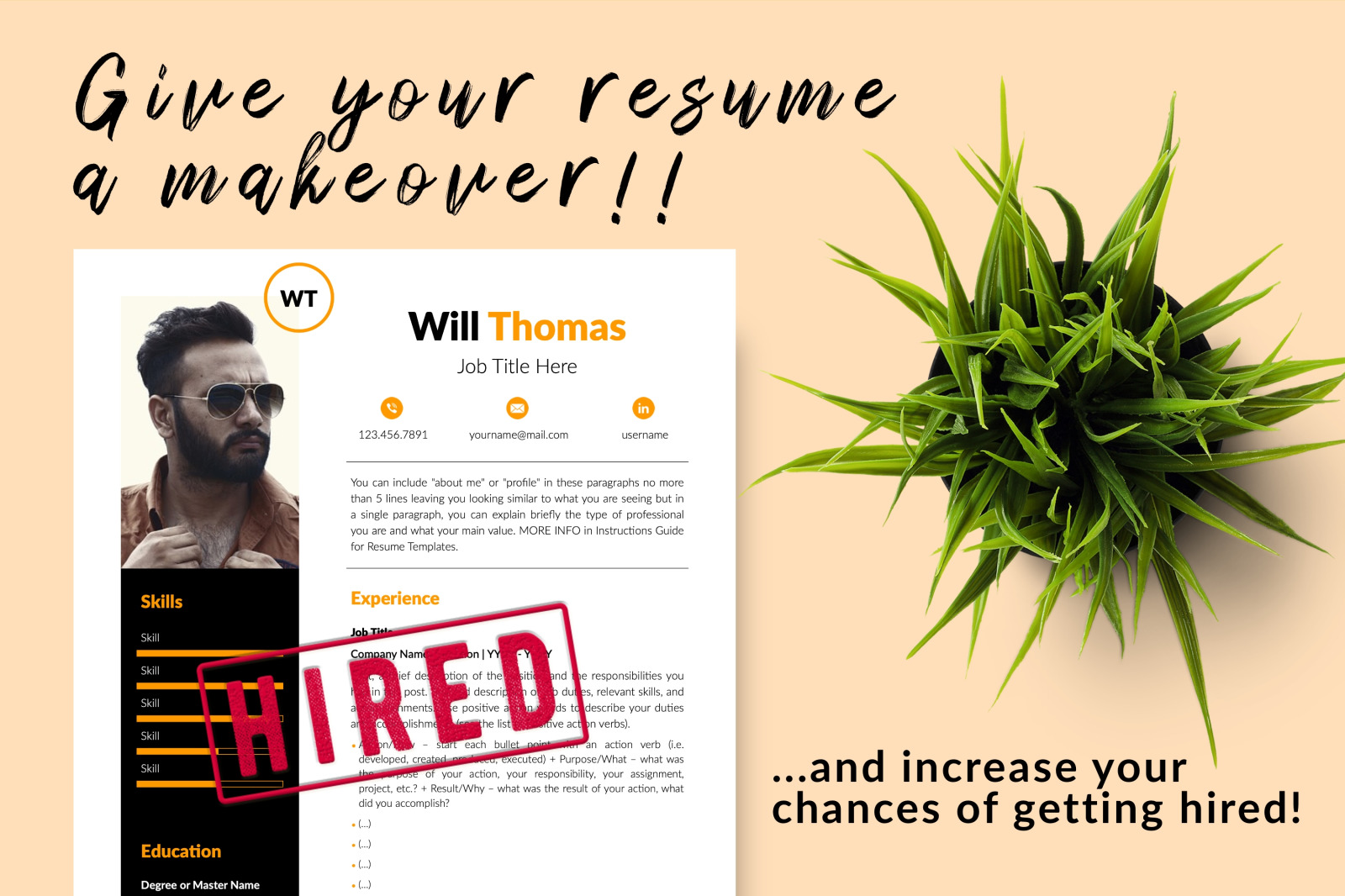 Creative Resume Template for Microsoft Word &amp; Apple Pages // Will Thomas CV Design Template