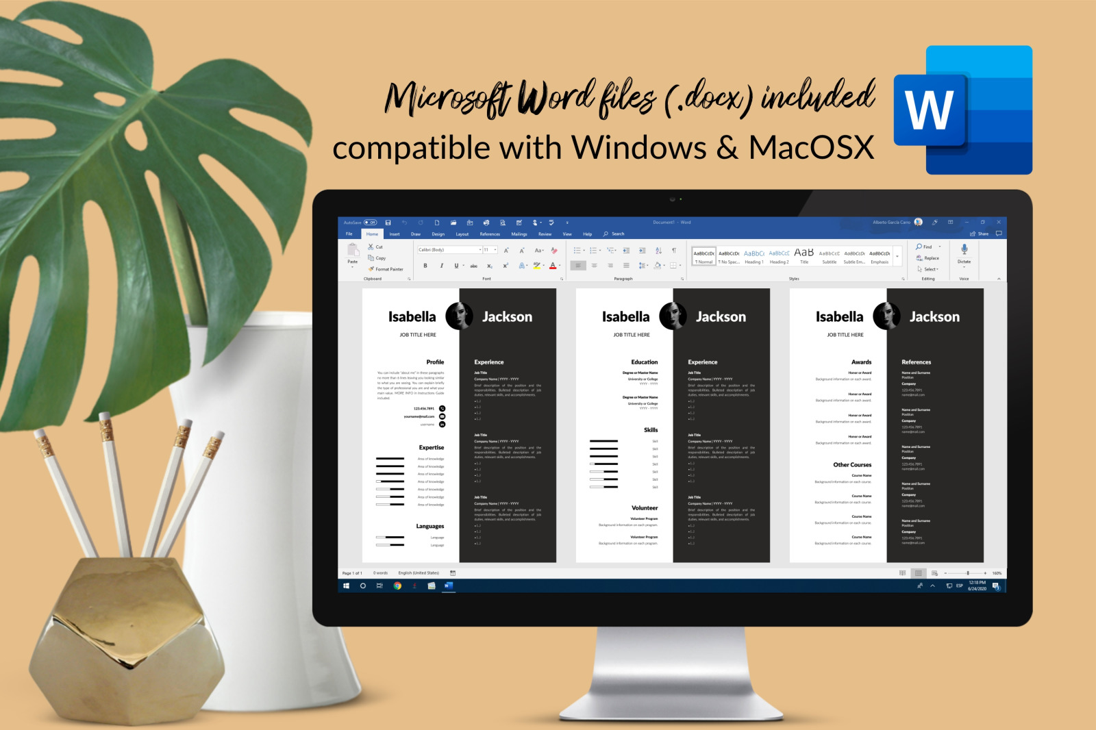 Modern Resume Template for Microsoft Word & Apple Pages // Isabella Jackson CV Design Template Modern Resume Template for Microsoft Word & Apple Pages // Isabella Jackson CV Design Template