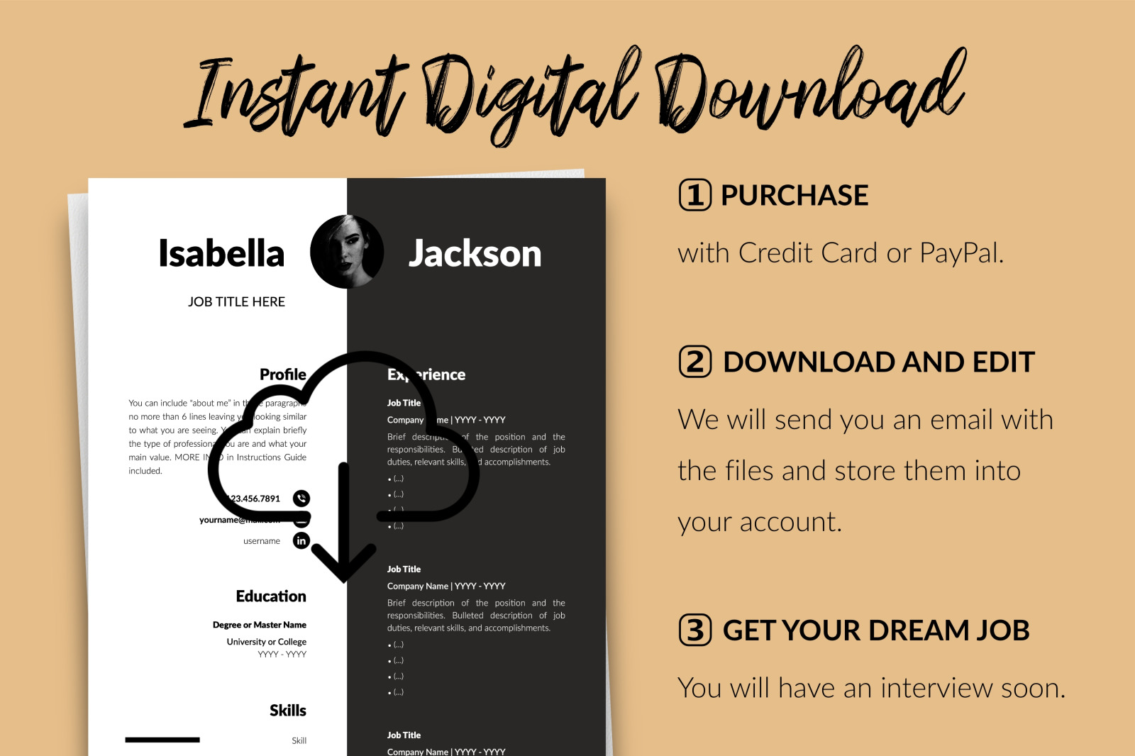 Modern Resume Template for Microsoft Word & Apple Pages // Isabella Jackson CV Design Template Modern Resume Template for Microsoft Word & Apple Pages // Isabella Jackson CV Design Template
