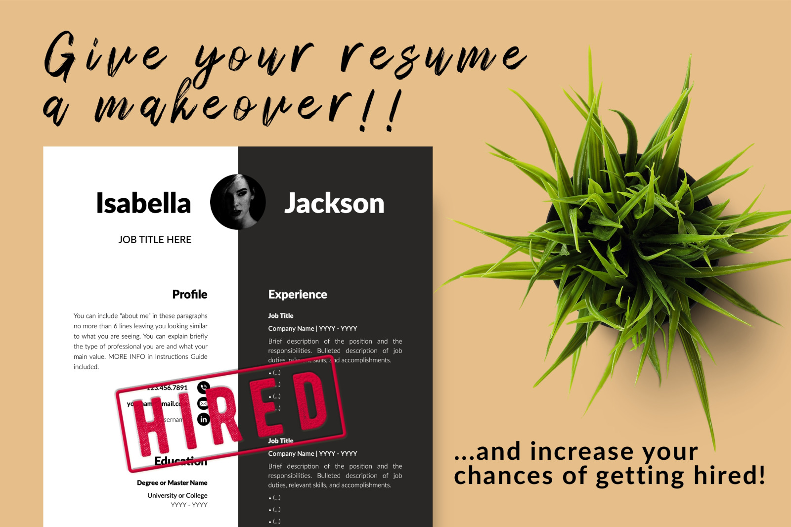 Modern Resume Template for Microsoft Word &amp; Apple Pages // Isabella Jackson CV Design Template