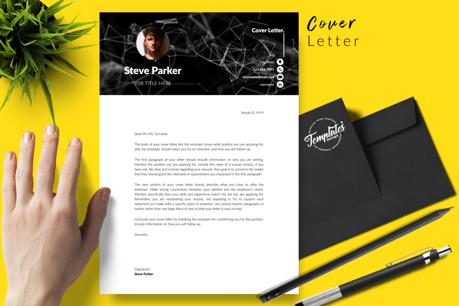 Creative Resume Template for Microsoft Word &amp; Apple Pages // Steve Parker CV Design Template