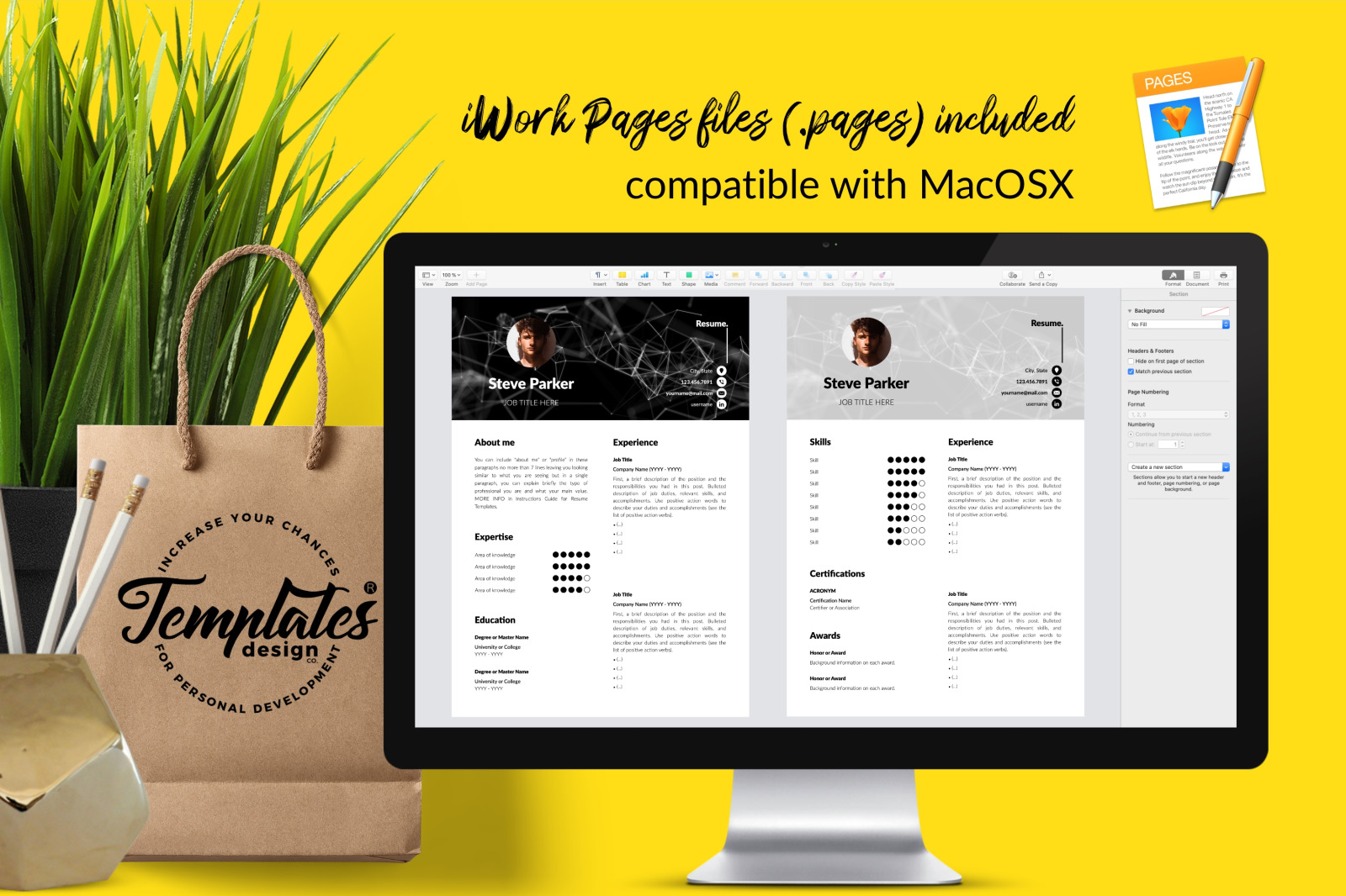Creative Resume Template for Microsoft Word & Apple Pages // Steve Parker CV Design Template Creative Resume Template for Microsoft Word & Apple Pages // Steve Parker CV Design Template