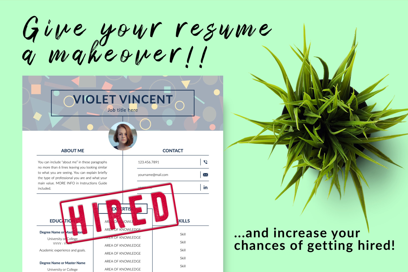 Creative Resume Template for Microsoft Word &amp; Apple Pages // Violet Vincent CV Design Template