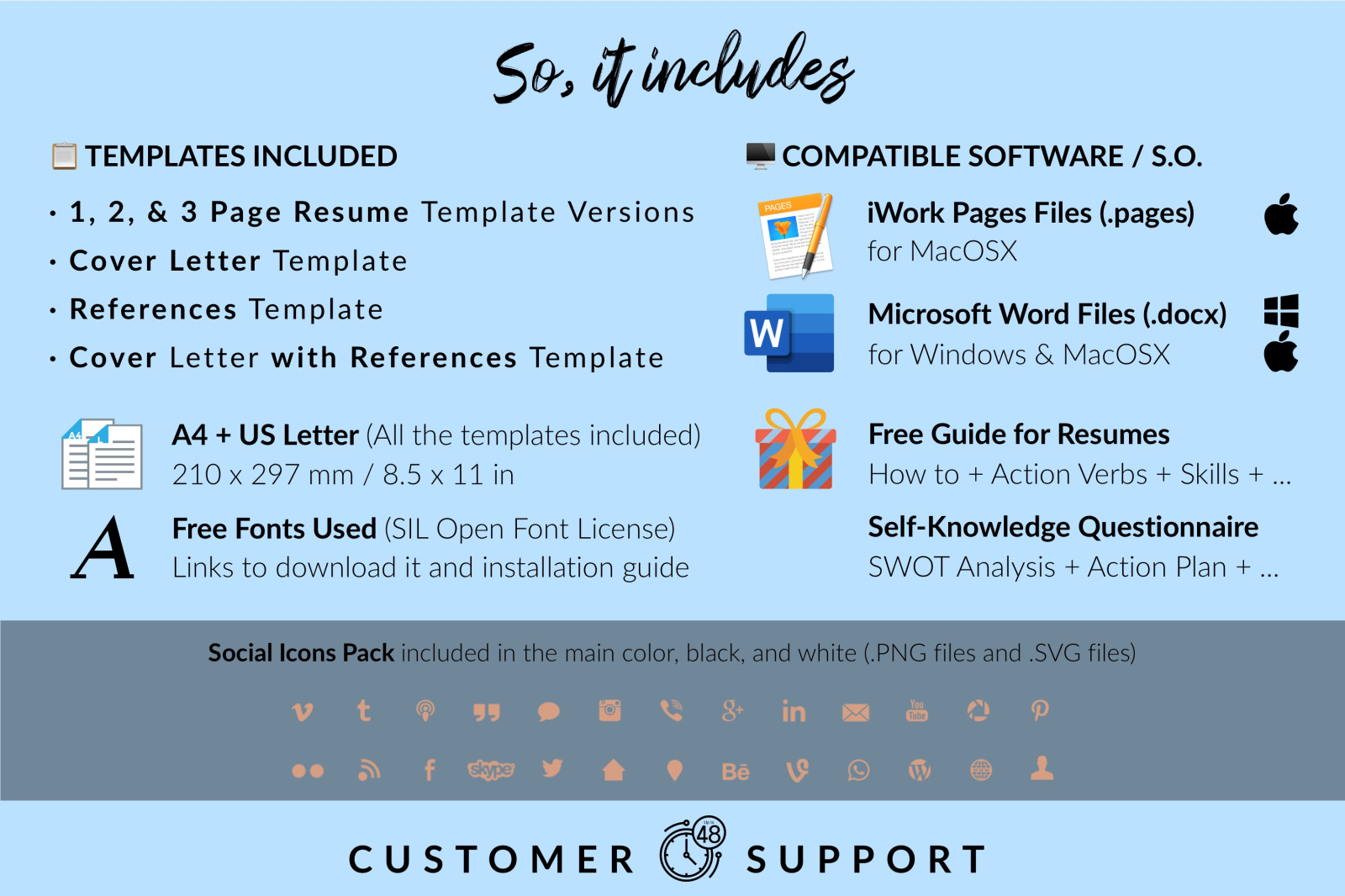 Creative Resume Template for Microsoft Word &amp; Apple Pages // Anthony Lewis CV Design Template