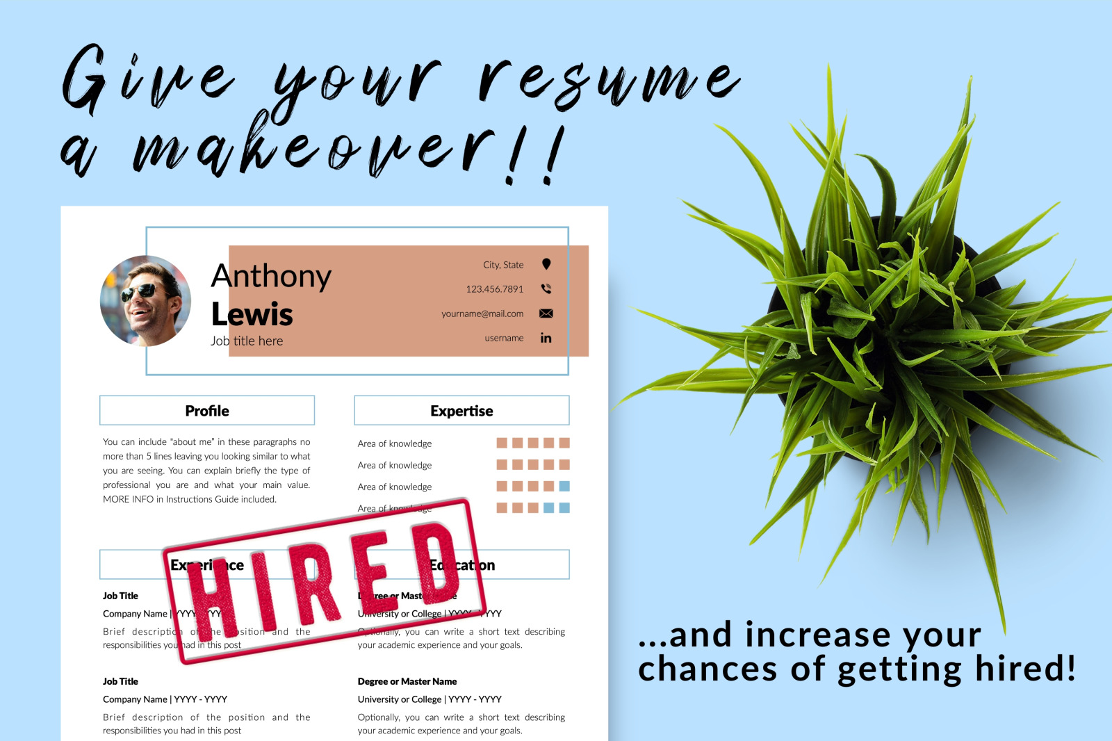 Creative Resume Template for Microsoft Word &amp; Apple Pages // Anthony Lewis CV Design Template