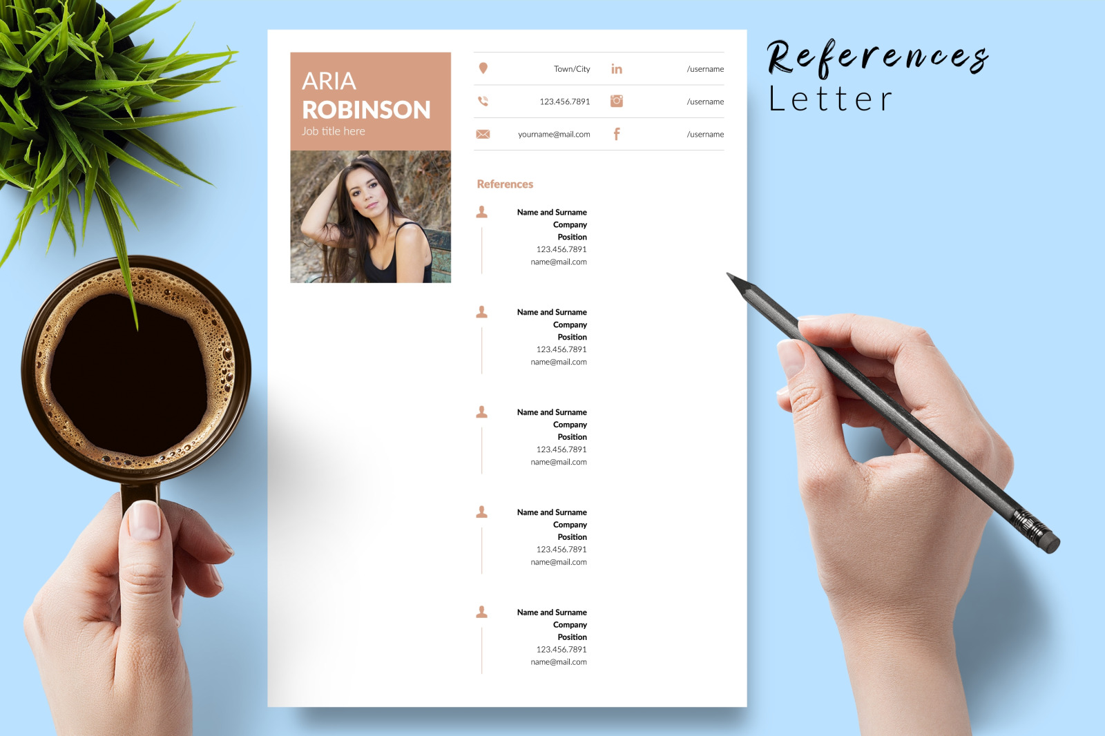 Creative Resume Template for Microsoft Word &amp; Apple Pages // Aria Robinson CV Design Template