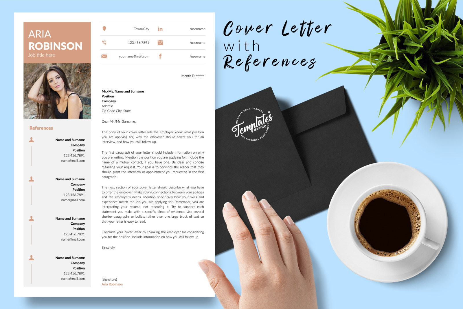 Creative Resume Template for Microsoft Word & Apple Pages // Aria Robinson CV Design Template Creative Resume Template for Microsoft Word & Apple Pages // Aria Robinson CV Design Template