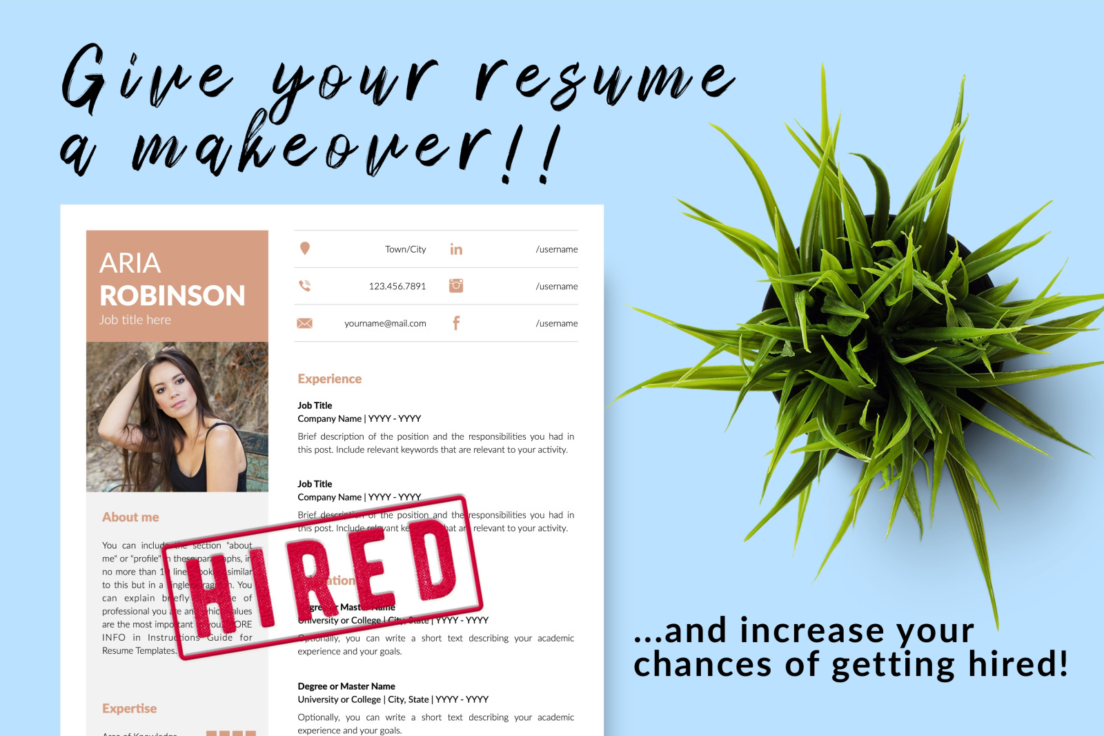 Creative Resume Template for Microsoft Word &amp; Apple Pages // Aria Robinson CV Design Template