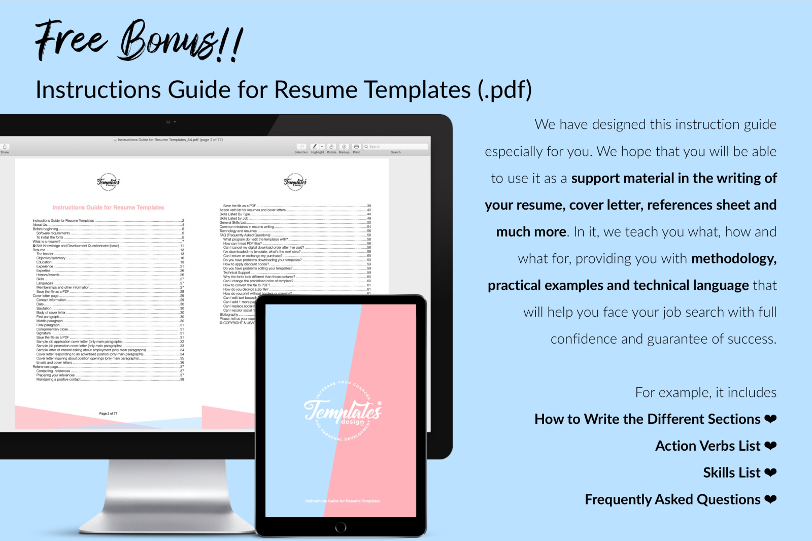 Simple Resume Template for Microsoft Word &amp; Apple Pages // Lillian Adams CV Design Template