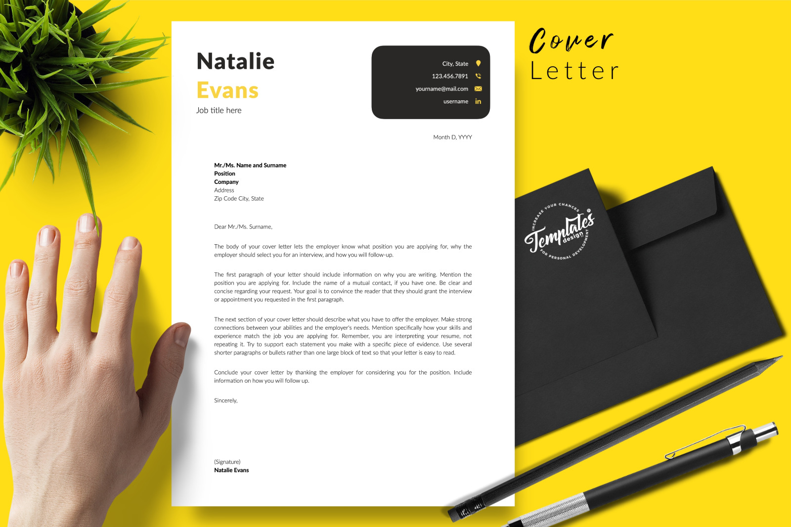 Simple Resume Template for Microsoft Word &amp; Apple Pages // Natalie Evans CV Design Template