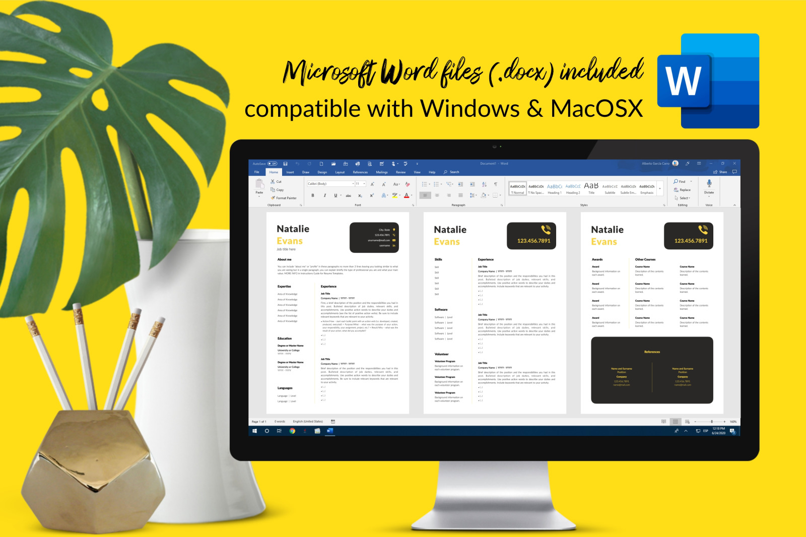 Simple Resume Template for Microsoft Word & Apple Pages // Natalie Evans CV Design Template Simple Resume Template for Microsoft Word & Apple Pages // Natalie Evans CV Design Template