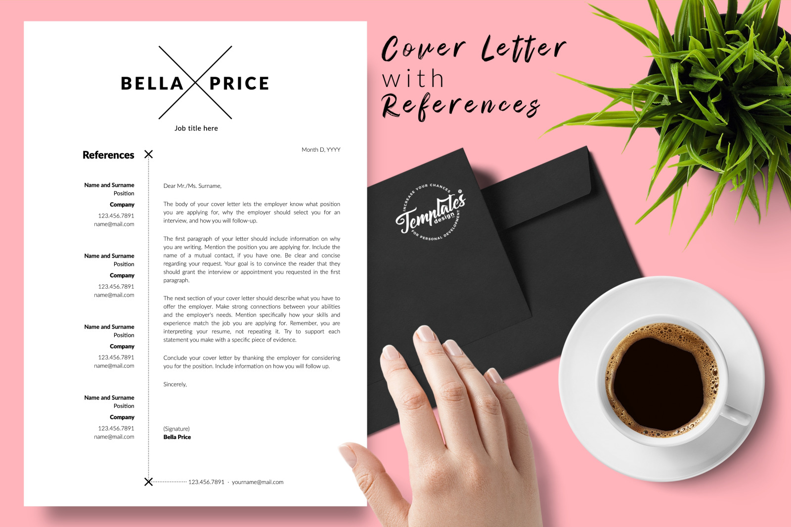 Simple Resume Template for Microsoft Word &amp; Apple Pages // Bella Price CV Design Template