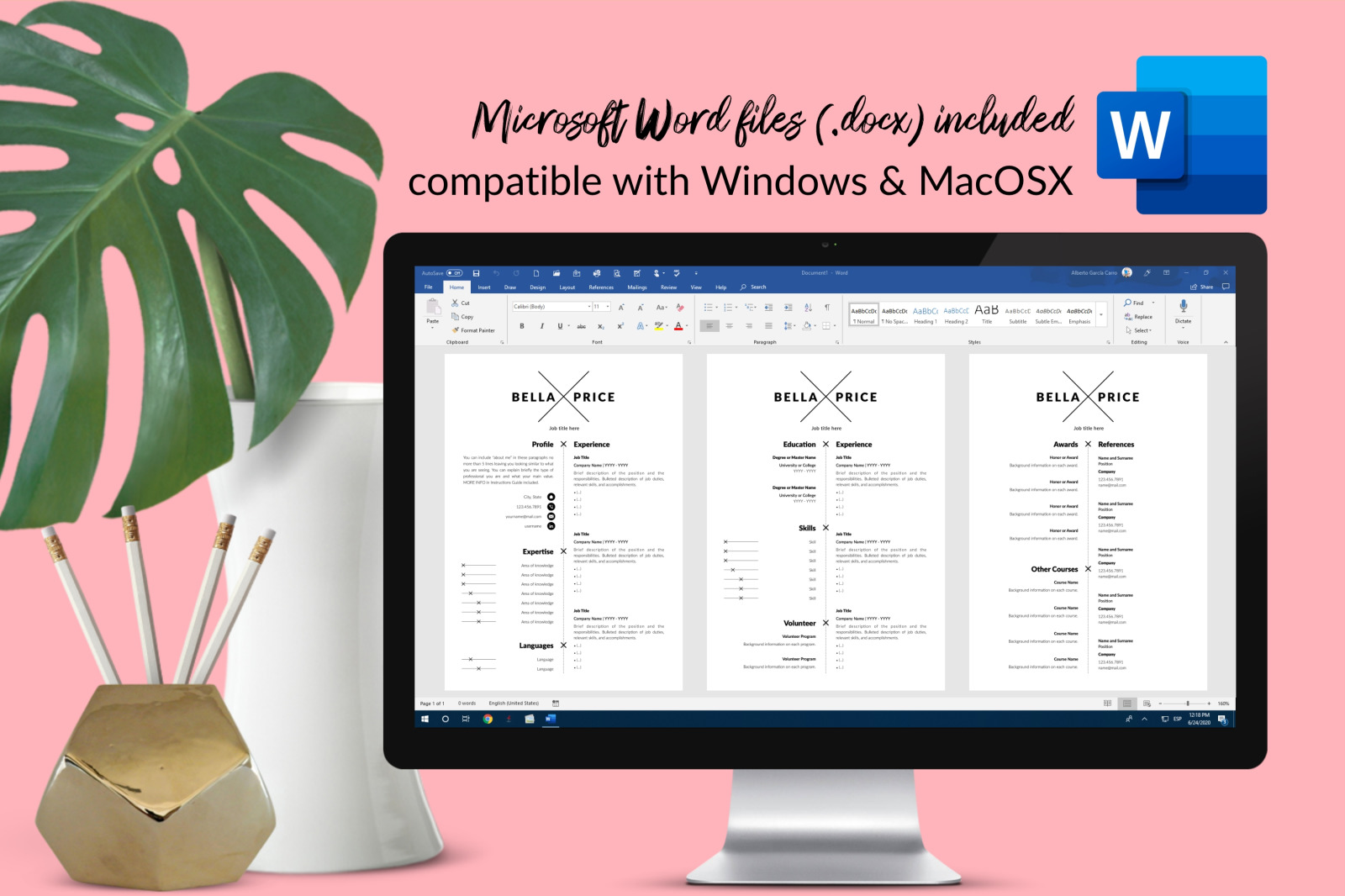 Simple Resume Template for Microsoft Word & Apple Pages // Bella Price CV Design Template Simple Resume Template for Microsoft Word & Apple Pages // Bella Price CV Design Template