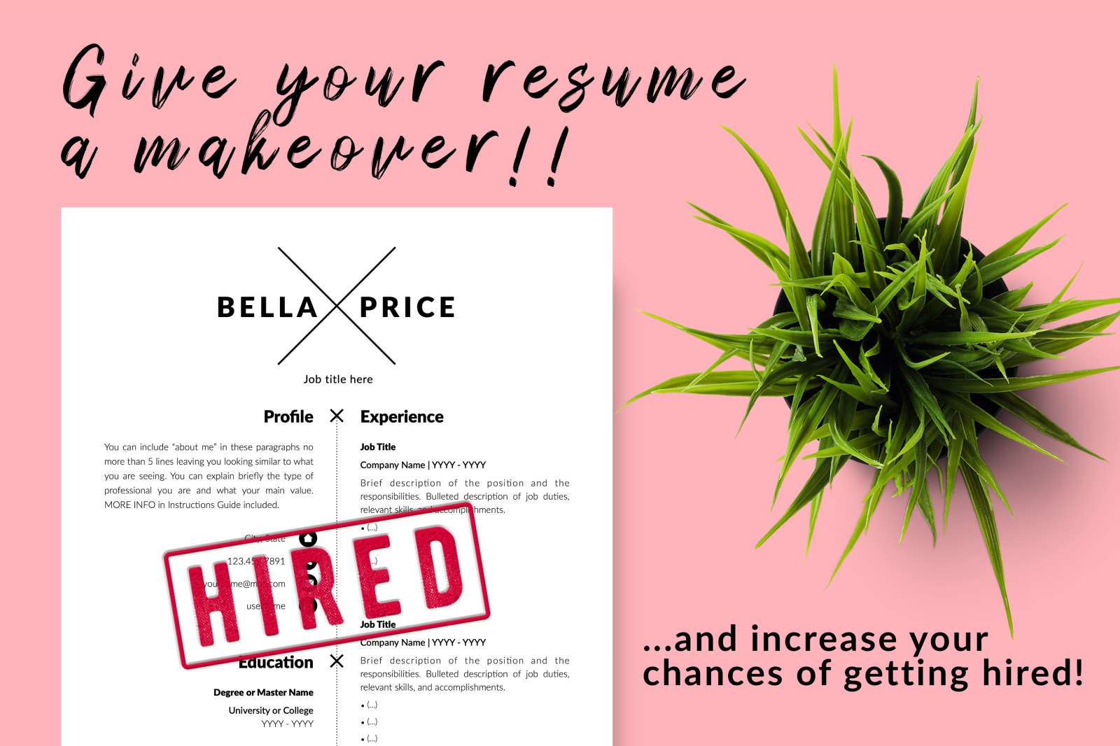 Simple Resume Template for Microsoft Word &amp; Apple Pages // Bella Price CV Design Template