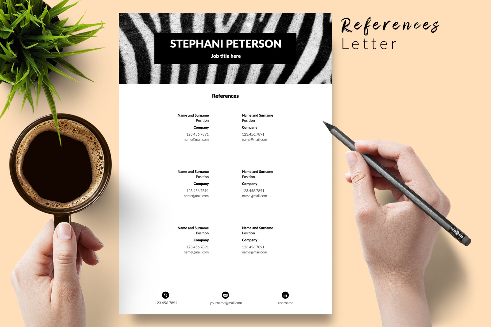 Animal Care Resume Template for Microsoft Word &amp; Apple Pages // Stephani Peterson CV Design Template