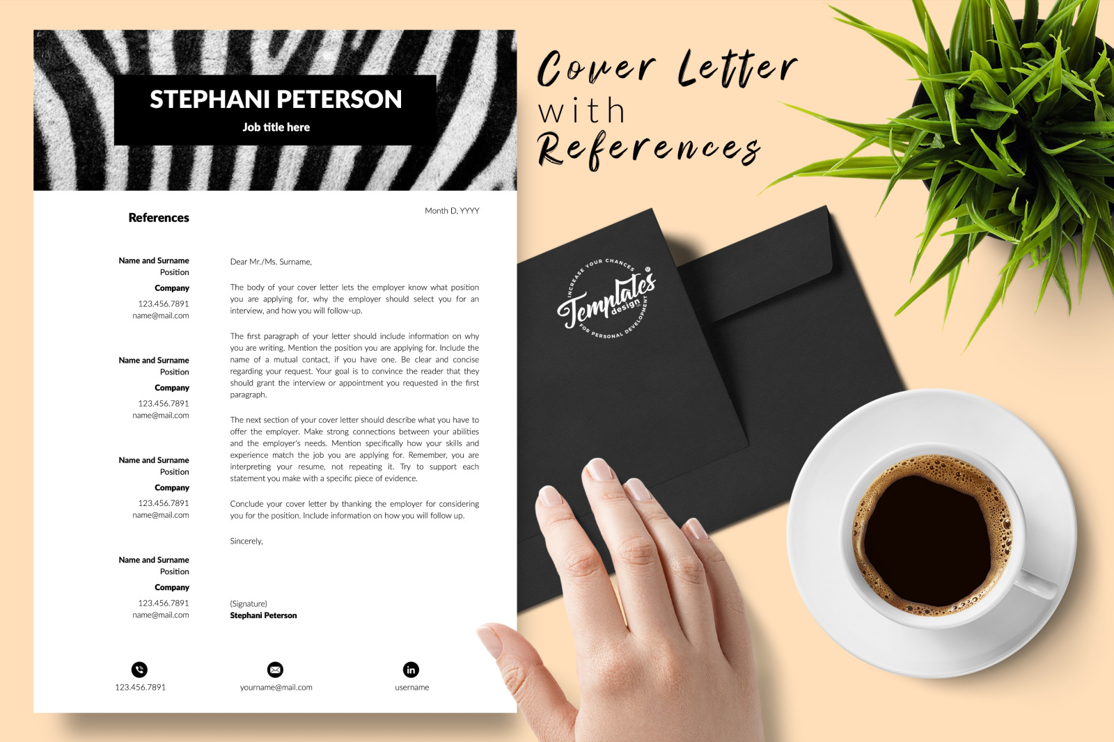 Animal Care Resume Template for Microsoft Word &amp; Apple Pages // Stephani Peterson CV Design Template