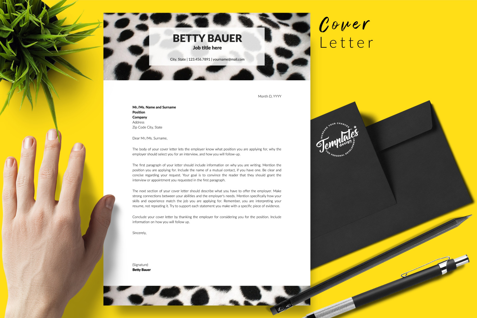 Animal Care Resume Template for Microsoft Word &amp; Apple Pages // Betty Bauer CV Design Template