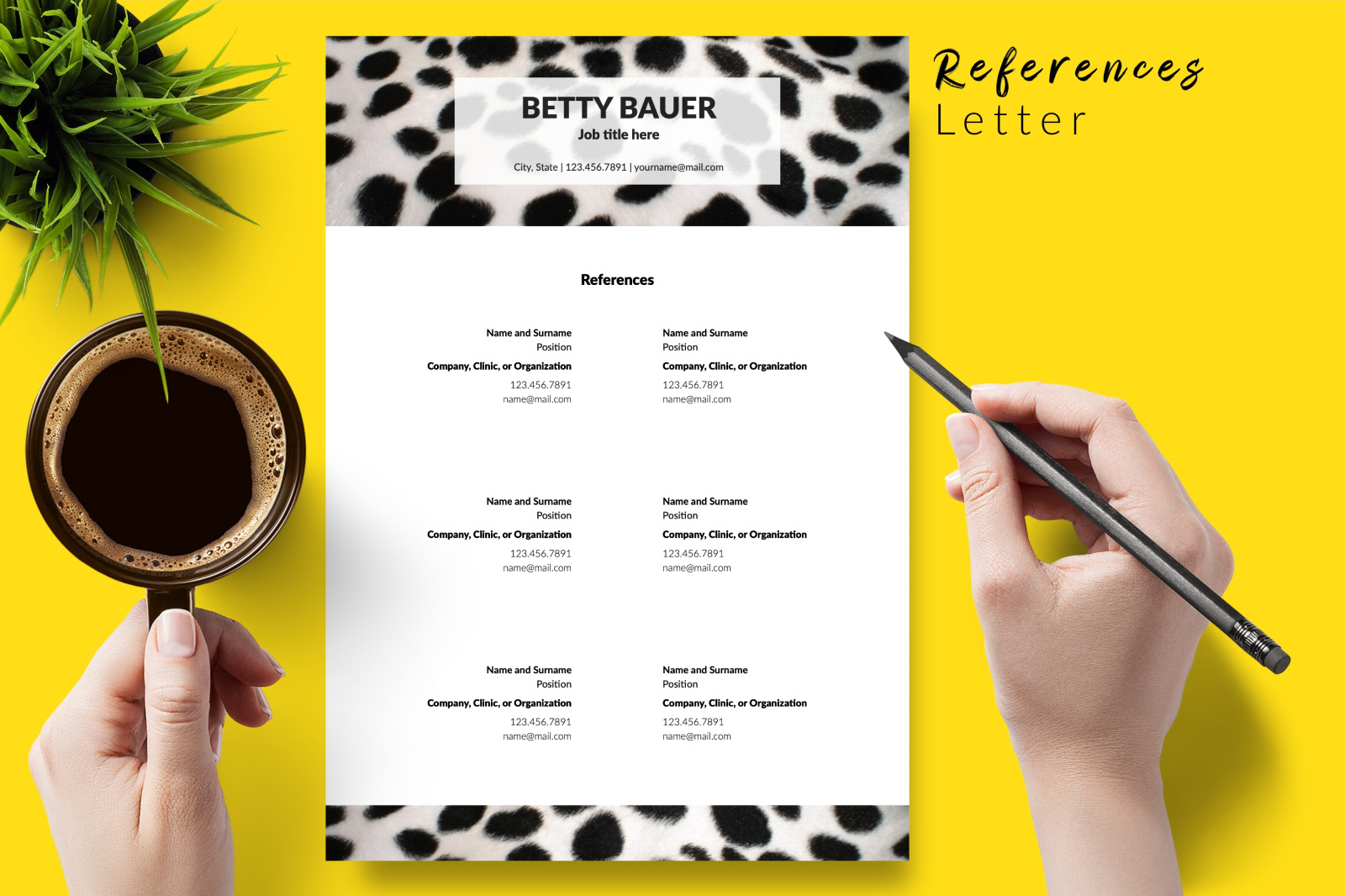 Animal Care Resume Template for Microsoft Word &amp; Apple Pages // Betty Bauer CV Design Template